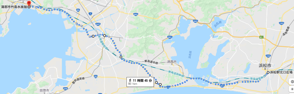 浜松から蒲郡までのルート